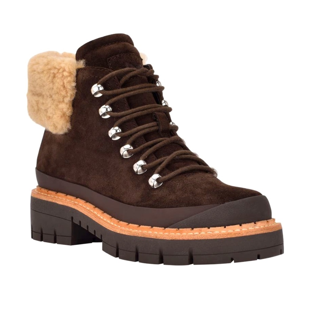 💥NWT💥 Marc Fisher LTD Cade Genuine Shearling Cuff Lace-up Boot